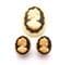 Vintage Celluloid Cameo Design Clip On Earring And Brooch Jewellery Set