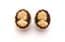 Vintage Celluloid Cameo Design Clip On Earring And Brooch Jewellery Set