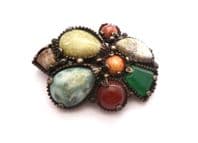 Vintage Celtic Scottish Abstract Style Brooch With Faux Gem Detailing