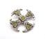 Vintage Celtic Scottish Cross Design Faux Green Gem Set Brooch