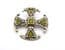 Vintage Celtic Scottish Cross Design Faux Green Gem Set Brooch