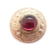 Vintage Celtic Scottish Design Faux Amethyst Gem Set Thistle Flower Detailed Shield Design Brooch