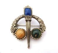 Vintage Celtic Scottish Penannular Style Brooch With Faux Gem Detailing