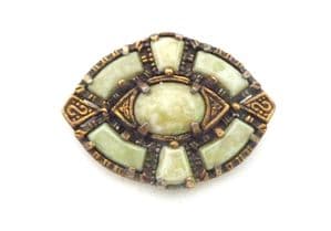 Vintage Celtic Scottish Style Brooch With Faux Connemara Marble Detailing