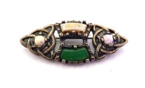 Vintage Celtic Scottish Style Brooch With Faux Gem Detailing And Triquetra Knot Work Detailing
