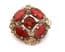 Vintage Celtic Scottish Style Brooch With Red Faux Gem Detailing