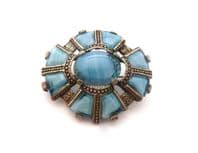 Vintage Celtic Scottish Style Faux Blue Agate Brooch By Miracle