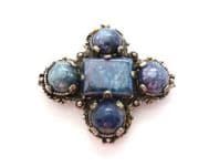 Vintage Celtic Scottish Style Faux Blue Gem Set Brooch