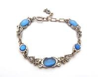 Vintage Celtic Scottish Style Faux Blue Moonstone Adjustable Length Bracelet By Miracle