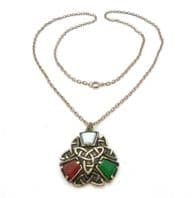 Vintage Celtic Style Faux Gem Set Pendant And Necklace