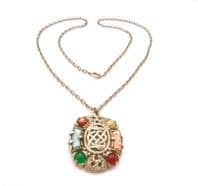 Vintage Celtic Style Zoomorphic Detailed Design Faux Gem Set Necklace