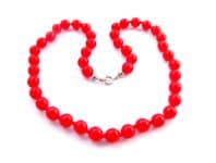 Vintage Cherry Red Glass Beaded Hand Knotted Choker Necklace