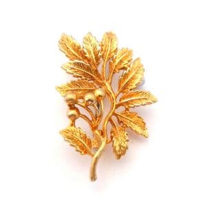 Vintage Cherry Tree Leaf And Berries Design Brooch By Exquisite