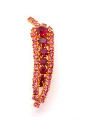 Vintage Chilli Pepper Design Garnet Red And Pink Rhinestone Detailed Brooch