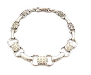 Vintage Chunky Brutalist Style Rhinestone Panel Design Statement Collar Necklace By Monet