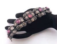 Vintage Chunky Czech Faux Amethyst Rhinestone Set Interwar Era Panel Design Bracelet