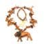 Vintage Chunky Hand Crafted Wooden Bead Safari Animal Design Long Length Necklace By Treska