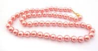 Vintage Chunky Joan Rivers Pink Faux Pearl Bead Hand knotted Retro Design Opera Length Necklace