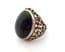Vintage Chunky Onyx And Sterling Silver Brutalist Style Fully Hallmarked Ring