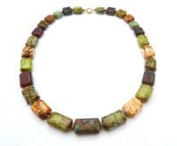 Vintage Chunky Scottish Style Picasso Glass Beaded Necklace