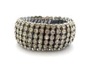 Vintage Chunky Six Row Rhinestone Set Stretch Empire Bracelet