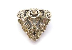 Vintage Ciro Small Rhinestone Set Art Deco Era Geometric Design Dress Clip