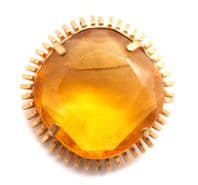 Vintage Citrine Glass Set Modernist Brutalist Style Brooch
