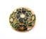 Vintage Cloisonne Black Flower Detailed Brooch