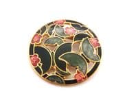 Vintage Cloisonne Enamel Abstract Butterfly And Flower Design Brooch