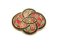 Vintage Cloisonne Enamel Abstract Design Brooch