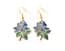Vintage Cloisonne Enamel Blue Rose Flower Design Floral Drop Earrings