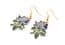 Vintage Cloisonne Enamel Blue Rose Flower Design Floral Drop Earrings