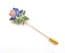 Vintage Cloisonne Enamel Blue Rose Flower Floral Design Stick Pin