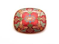 Vintage Cloisonne Enamel Butterflies And Flowers Design Brooch