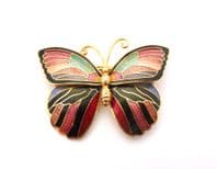 Vintage Cloisonne Enamel Butterfly Design Brooch