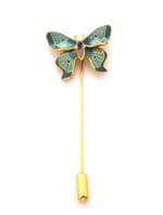 Vintage Cloisonne Enamel Butterfly Design Stick Pin By Fish And Crown