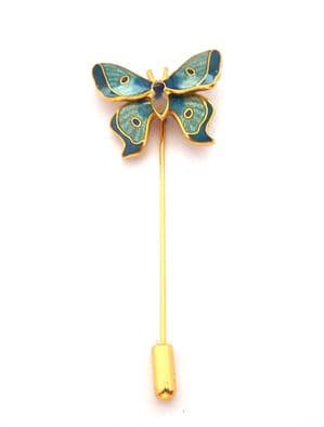 Vintage Cloisonne Enamel Butterfly Design Stick Pin By Fish And Crown