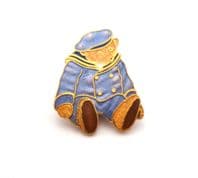 Vintage Cloisonne Enamel Fish And Crown Prue Theobald Teddy Bear Design Brooch