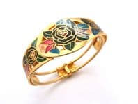 Vintage Cloisonne Enamel Floral Design Bangle