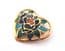 Vintage Cloisonne Enamel Heart Shaped Floral Detailed Brooch