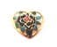Vintage Cloisonne Enamel Heart Shaped Floral Detailed Brooch