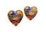 Vintage Cloisonne Enamel Heart Shaped Flower And Butterfly Design Earrings