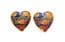 Vintage Cloisonne Enamel Heart Shaped Flower And Butterfly Design Earrings