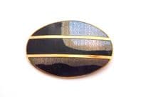 Vintage Cloisonne Enamel Large Oval Shaped Abstract Retro Design Brooch