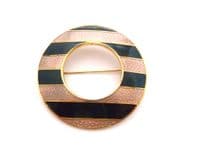 Vintage Cloisonne Enamel Large Striped Statement Design Retro Brooch