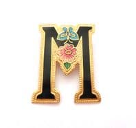 Vintage Cloisonne Enamel Letter ' M ' Initial Brooch