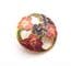 Vintage Cloisonne Enamel Red Flower Brooch By Fish And Crown