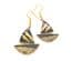 Vintage Cloisonne Enamel Sailing Boat Design Drop Earrings