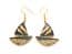 Vintage Cloisonne Enamel Sailing Boat Design Drop Earrings