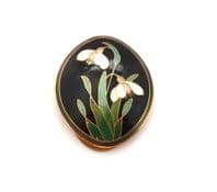 Vintage Cloisonne Enamel Snowdrop Flower Design Scarf Clip By Fish And Crown